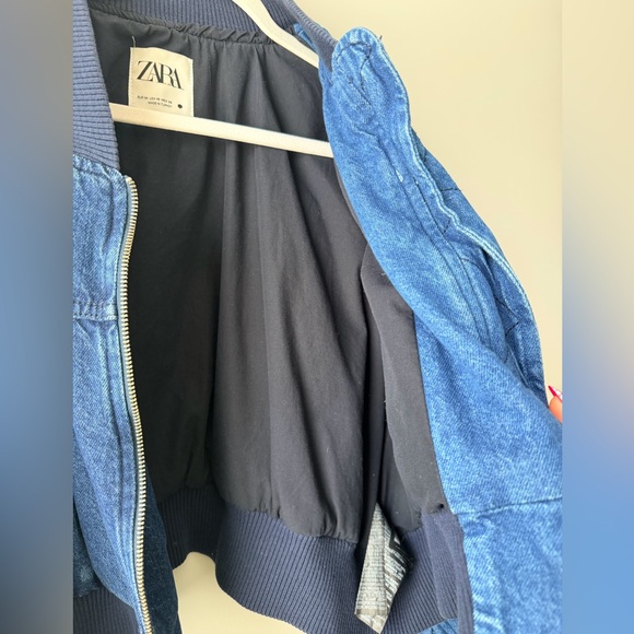 Zara Multi Color Denim Cropped Bomber - Picture 3 of 4